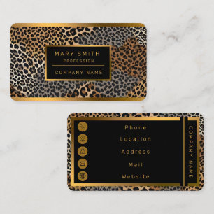 Cartão De Visita Coleção Elegante Branca de Leopardo Moderno de Lux