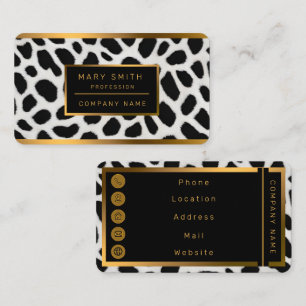 Cartão De Visita Coleção Elegante de Leopardo Branco Trendy de Luxo