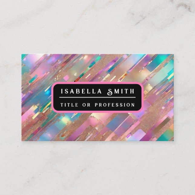 Cartão De Visita Coleção Holográfica Opal Moderna da Glitter (Frente)