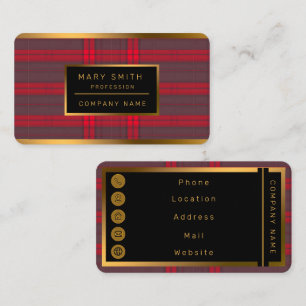 Cartão De Visita Coleção Moderna de Tartan Tradicional Vermelho xad