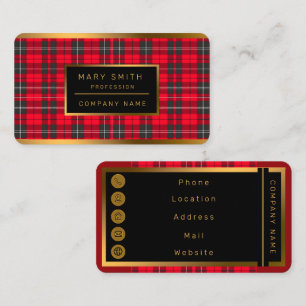 Cartão De Visita Coleção Moderna de Tartan Xadrez Tradicional Verme
