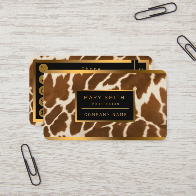 Cartão De Visita Coleção Popular Elegante De Vaca Faux Leather (Frente/Verso In Situ)