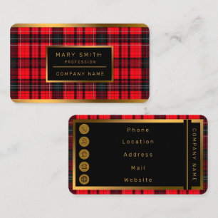 Cartão De Visita Coleção Popular Tradicional de Tartan Vermelho xad