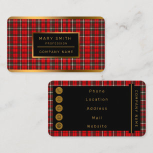 Cartão De Visita Coleção Popular Tradicional Vermelha Xadrez Tartan
