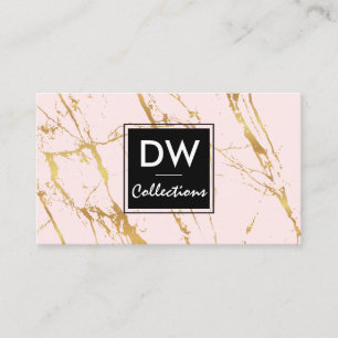Cartão De Visita Coleções de Designer Dourado mármore rosa requ
