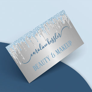 Cartão De Visita Coletor Azul de Silver Céu Azul de Inverno Glitter