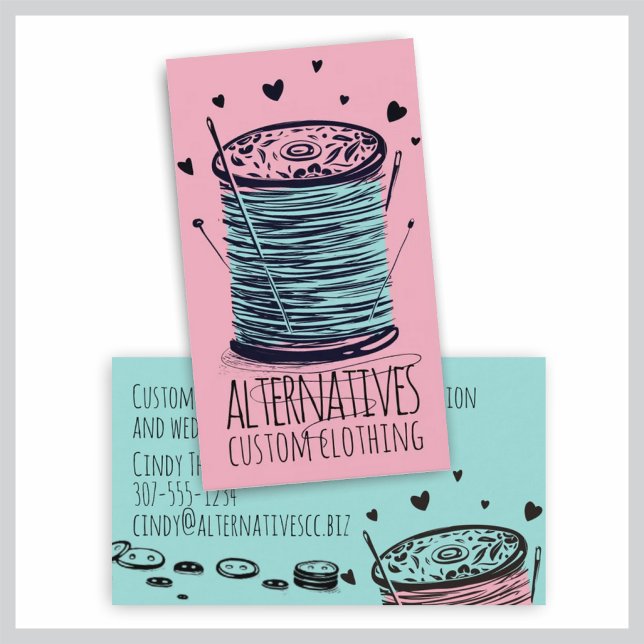 Cartão De Visita Coletor de costura de rosca de rabisco (Criador carregado)