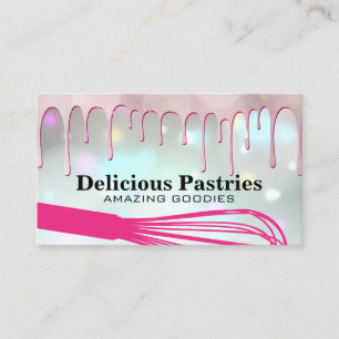 Cartão De Visita Coletor de pastelaria rosa   Whisk   Criador