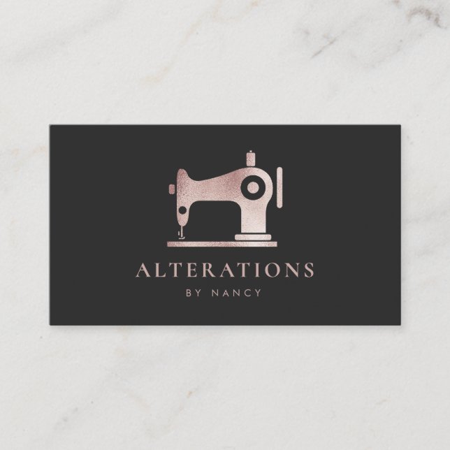 Cartão De Visita Coletor Dourado Elegante Da Máquina De Costura (Frente)