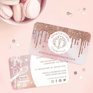 Cartão De Visita Colheita de pastelaria Sussurra Rosa de Lingas Ros