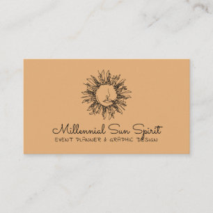 Cartão De Visita Colheita Dourada face solar celestial