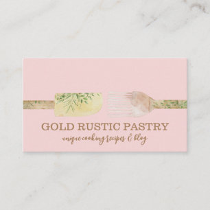 Cartão De Visita Colher de folha de eucalipto de pastelaria rosa am