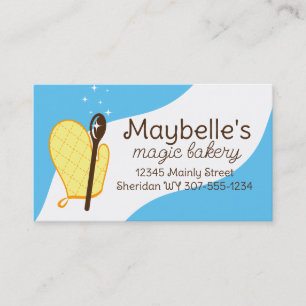 Cartão De Visita Colheres de madeira da luva do forno que cozinham