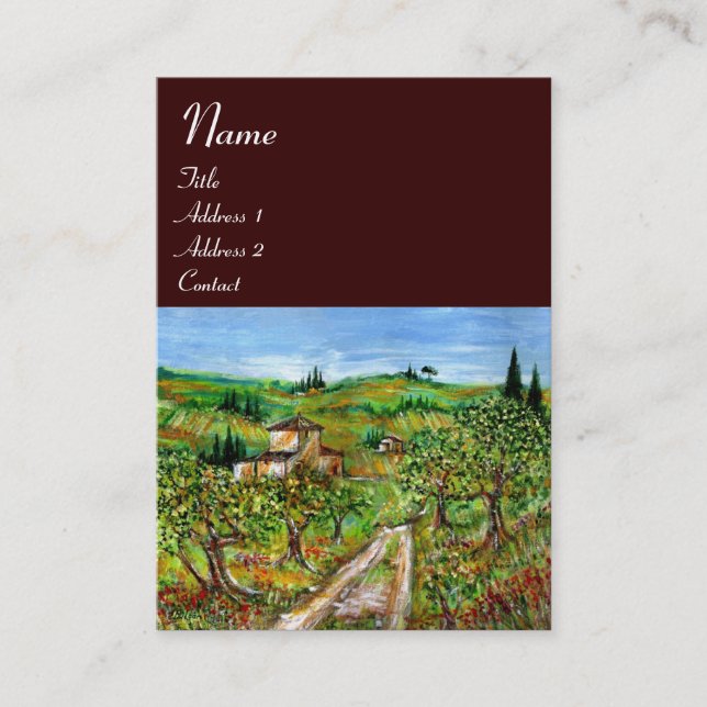 Cartão De Visita Colinas VERDES, ÁRVORES OLIVEIRAS, PAISAGEM DA TÚN (Frente)