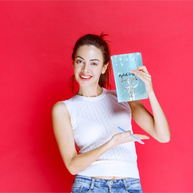 Cartão De Visita Colírios Azuis Hair Tesoura Silver Coiffure com Gl (Hair Blue Drips Glitter Coiffure Silver Scissors Business Card)