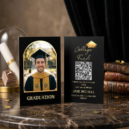 Cartão De Visita College fund Black & Gold Graduation Card