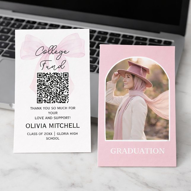 Cartão De Visita College fund graduation enclosure card (#GraduationCard
#CollegeFundCard#GraduationInvitation#PinkGraduation#GraduationDesign#CustomGraduate)