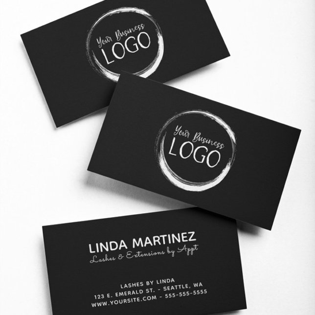 Cartão De Visita Coloque meu logotipo branco em preto (Put My White Logo On Black Business Card)