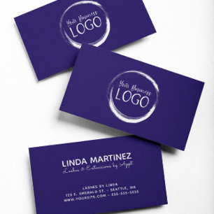 Cartão De Visita Coloque meu logotipo branco sobre azul-marinho