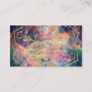 Cartão De Visita Coloração aquosa e nebulosa de mandala Dourada N