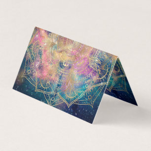 Cartão De Visita Coloração aquosa e nebulosa de mandala Dourada N