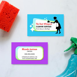 Cartão De Visita Colorful Dusting Maid Professional Cleaning Busine