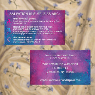 Cartão De Visita Colorful Gospel ABC's Salvation Christian Ministry