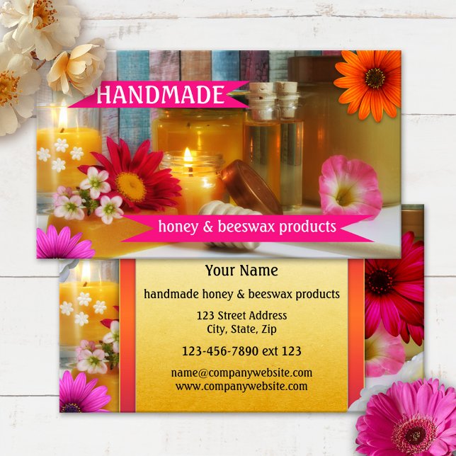 Cartão De Visita Colorful Handmade Honey Beeswax Business Card (Criador carregado)