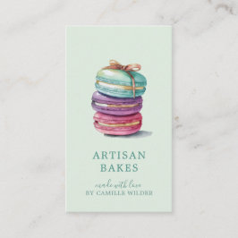 Cartão De Visita Colorida Aquarela Macaron Baker Pastelaria Mint