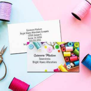 Cartão De Visita Colorida Empresa de Costura de Linha de Costureira