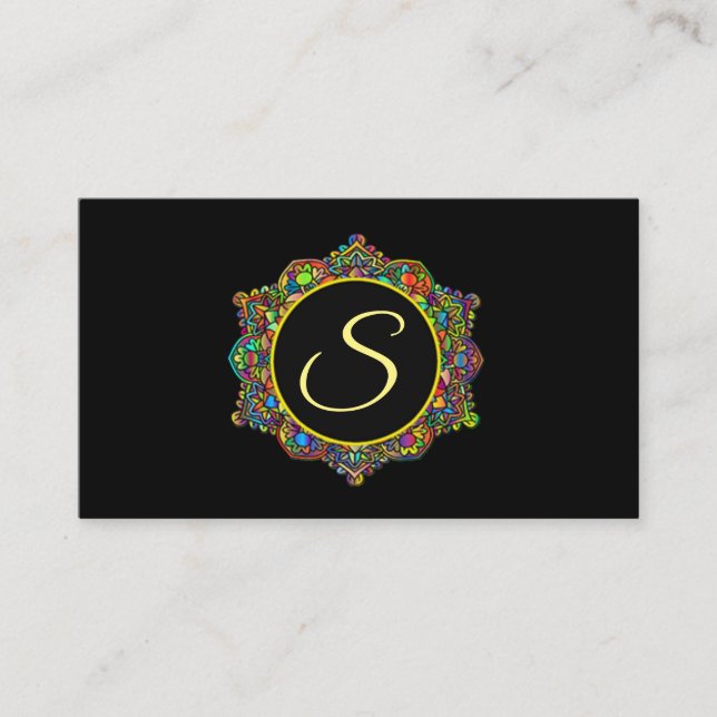 Cartão De Visita Colorida Mandala Flower (Frente)