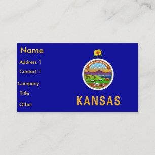 Cartão de visita com a bandeira de Kansas EUA