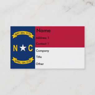 Cartão de visita com a bandeira de North Carolina