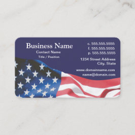cartão de visita com bandeira americana ondulante 