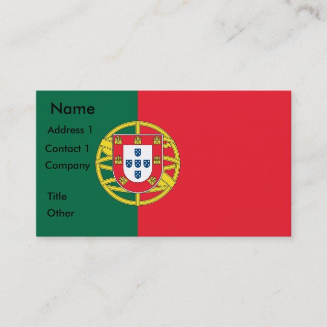Cartão de visita com bandeira de Portugal (Frente)