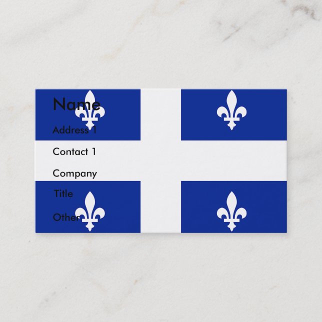 Cartão de visita com Bandeira do Quebec, Canadá (Frente)