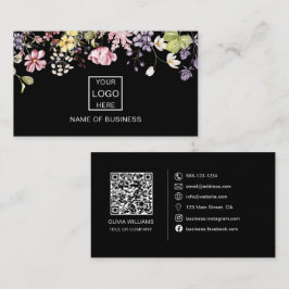 Cartão de Visita com Código QR de Flor Selvagem Íc
