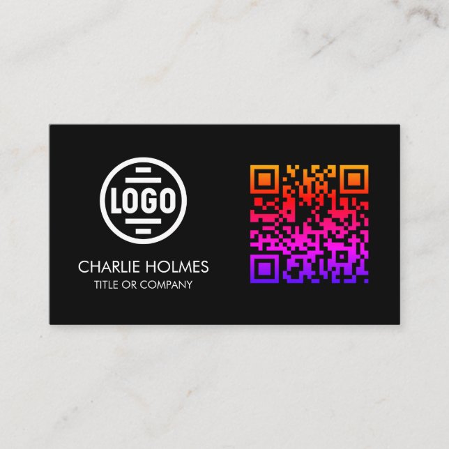 Cartão de Visita com Código QR | Design Moderno Pr (Frente)