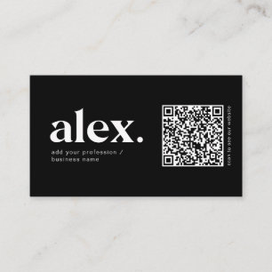Cartão de Visita com Código QR e Logotipo Preto e 