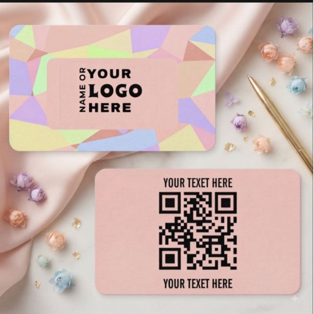Cartão de Visita com Código QR Geométrico Pastel M (Criador carregado)