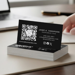 Cartão de Visita com código QR Logotipo Preto Mode