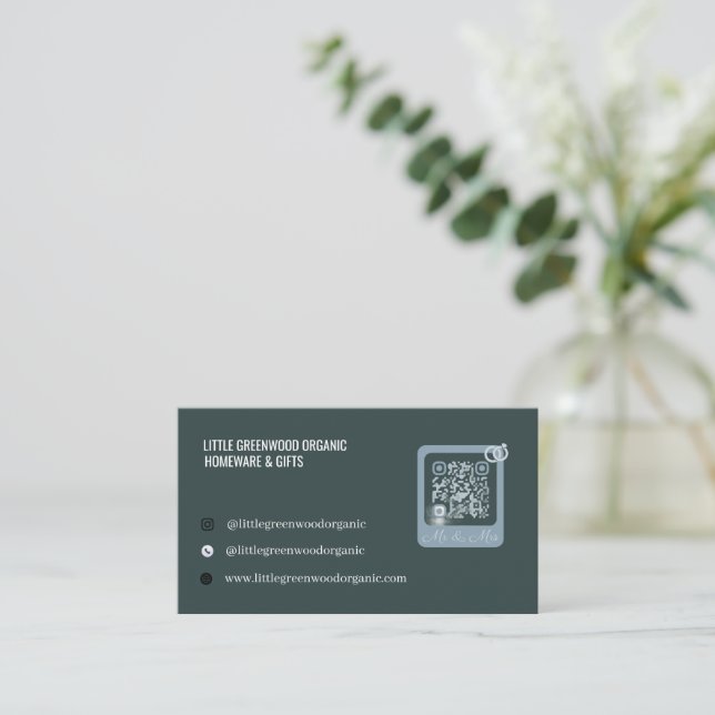 Cartão de Visita com Código QR | Moderno Minimalis (Em pé/Frente)