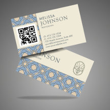 Cartão de Visita com Código QR Padrão Moderno Art