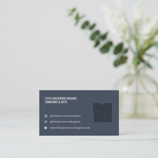 Cartão de Visita com Código QR | Rosa Feminino Mod (Em pé/Frente)