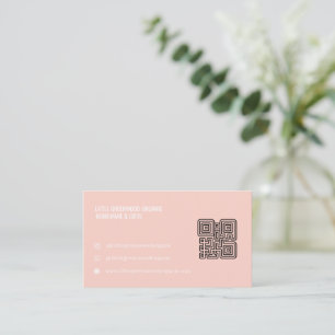 Cartão de Visita com Código QR Rosa Feminino Mod