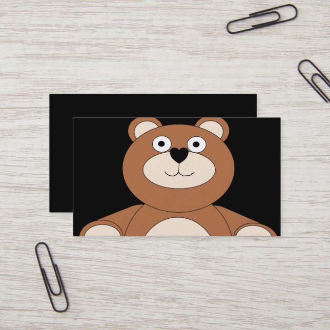 Cartão de Visita com Design de Urso de Pelúcia (Frente/Verso In Situ)