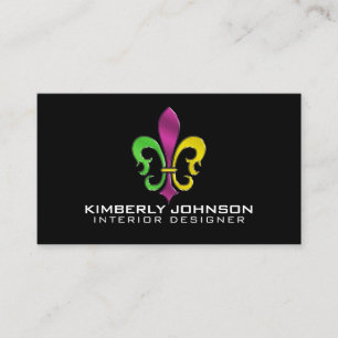 Cartão de Visita com Design Elegante Flor de Lis