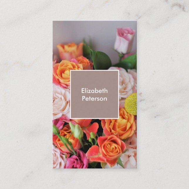 Cartão de visita com fundo de flores (Frente)