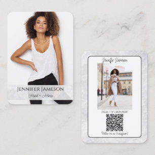 Cartão de Visita com Fundo de Mármore Código QR