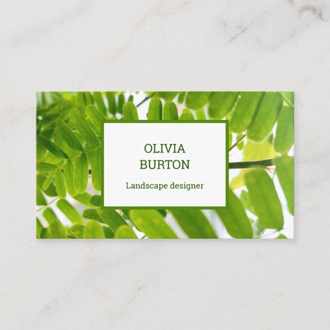Cartão de visita com fundo natural. (Frente)